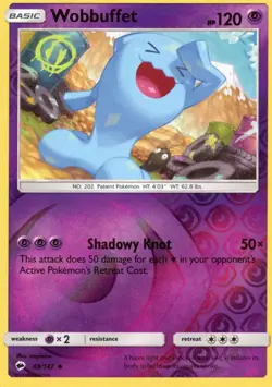 Wobbuffet 49/147 Burning Shadows Reverse Holo Uncommon Pokemon TCG - Image 1
