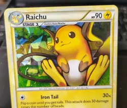 POKEMON RAICHU 10/123 CRACKED ICE HOLO RARE HEARTGOLD & SOULSILVER MP-HP - Image 2