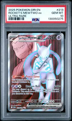 2025 POKEMON DRI EN-DESTINED RIVALS ULTRA RARE TEAM ROCKET'S MEWTWO EX PSA 10 - Image 1