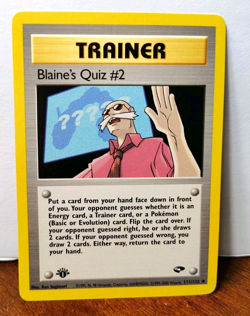 POKEMON BLAINE'S QUIZ #2 111/132 1ST EDITION TRAINER GYM CHALLENGE NM NEAR MINT - Image 1
