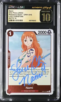 LUCI CHRISTIAN NAMI ONE PIECE SIGNED CARD CGC JSA RARE PRISTINE CARD AUTO 10 - Image 1