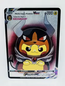 Pokemon Pikachu X Houndoom Cosplay Kawaii Doujin Art Holo Anime Card Full Art - Image 1