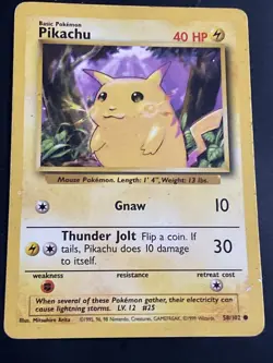 Pokemon Card TCG Pikachu Yellow Cheeks 1999 58/102 Base Set! Played - Image 1