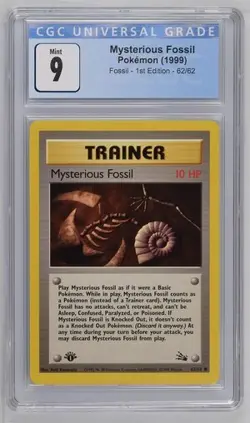 CGC 9 MINT Mysterious Fossil 1st Edition Fossil 62/62 Pokemon 1999 Non-Holo - Image 1