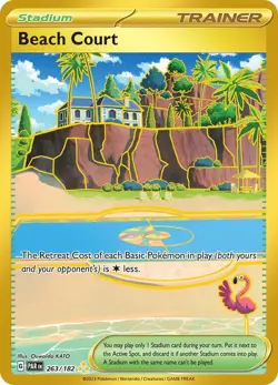 Pokemon TCG Beach Court 263/182 Paradox Rift Full Art Hyper Rare Gold Holo - Image 1