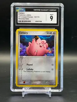 CGC 9 MINT Clefairy EX Unseen Forces STAMPED Reverse Holo 2005 Pokemon 53/115 - Image 1