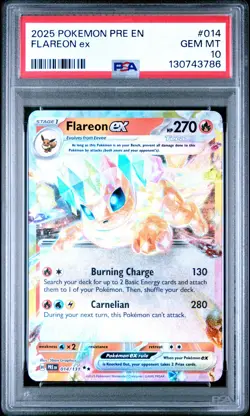 2025 POKEMON PRE EN-PRISMATIC EVOLUTIONS #014 FLAREON EX PSA 10 - Image 1