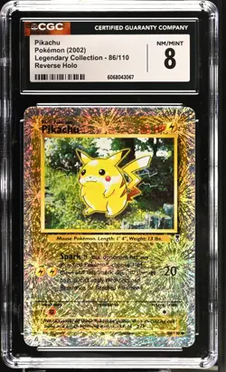POKEMON CGC 8 NM/MINT Pikachu 86/110 Legendary Collection Reverse Holo *3067 - Image 1