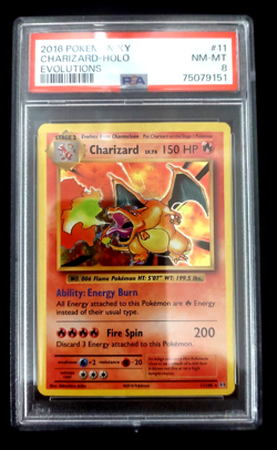 2016 Pokemon XY Charizard Holo Evolutions #11 PSA 8 NM - Image 1