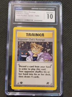 Pokemon Imposter Oak's Revenge 76/82 Team Rocket 1st Ed Edition Graded CGC 10 - Image 1
