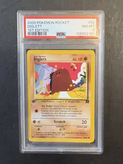 1st Edition Diglett, PSA 8, Pokemon Team Rocket 2000, 52/82 - Image 1