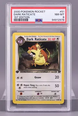 Dark Raticate 2000 Team Rocket #51 PSA 8 1st Edition - Image 1