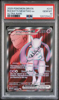 2025 POKEMON DRI EN-DESTINED RIVALS ULTRA RARE TEAM ROCKET'S MEWTWO EX PSA 10 - Image 1