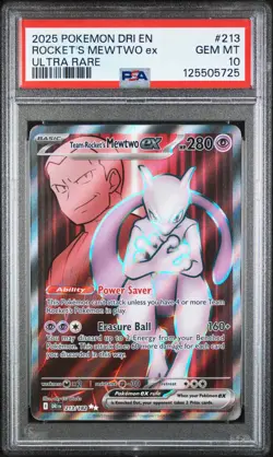 2025 POKEMON DRI EN-DESTINED RIVALS ULTRA RARE TEAM ROCKET'S MEWTWO EX PSA 10 - Image 1