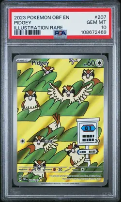 2023 POKEMON OBF EN-OBSIDIAN FLAMES ILLUSTRATION RARE #207 PIDGEY PSA 10 - Image 1
