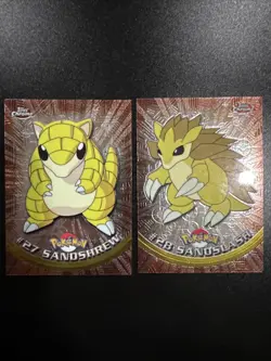 Pokemon Topps NM 27 Sandshrew and 28 Sandslash - Image 1