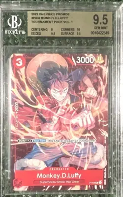 Beckett 9.5 One Piece English Card - Monkey D Luffy P-006 - Image 1