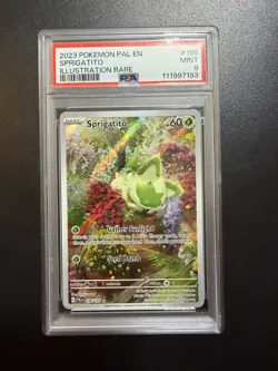 2023 POKEMON PAL EN-PALDEA EVOLVED ILLUSTRATION RARE #196 SPRIGATITO PSA 9 - Image 1