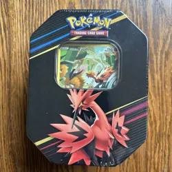 Sealed Pokemon TCG: Crown Zenith- Galarian Zapdos Tin 4 packs (damage) - Image 1