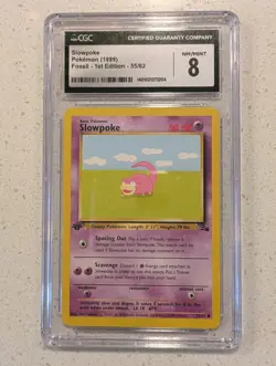 Slowpoke Fossil Set 1st Edition 1999 Pokemon TCG 55/62 CGC 8 - Image 1