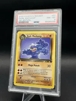 Pokemon 1st EDITION Dark Machamp #27/82 Non-Holo Rare Team Rocket - PSA 8 NM-MT! - Image 1