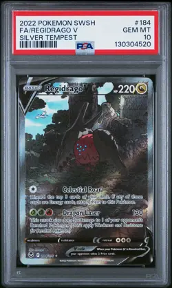 2022 POKEMON SWORD & SHIELD SILVER TEMPEST #184 FULL ART/REGIDRAGO V PSA 10 - Image 1