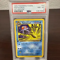 1999 Pokemon Fossil 1st Edition #44 TENTACRUEL PSA 8 - Image 1