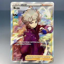 Bede 199/202 Full Art Ultra Rare SWSH01: Sword & Shield Base Set Pokemon TCG NM - Image 1