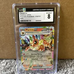 POKEMON TCG Flareon ex 014/131 Sv: Prismatic Evolutions Holo CGC 8 NM/M - Image 1