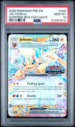 2025 POKEMON PRE EN-PRISMATIC EVOLUTIONS #030 JOLTEON EX PSA 10 - Image 1