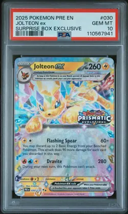 2025 POKEMON PRE EN-PRISMATIC EVOLUTIONS #030 JOLTEON EX PSA 10 - Image 1