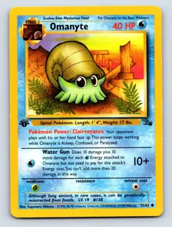 Omanyte - 52/62 1st Edition Common Fossil - LP Pokemon TCG - Image 1