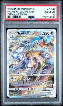 PSA GEM MT 10 - Fa/Mewtwo Vstar Crown Zenith Pokemon Sword And Shield Crown Zeni - Image 1