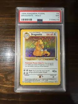 Pokemon Dragonite (4) Fossil #04 (1999) Holo - PSA 7 - Image 1