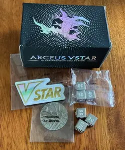 Pokemon Arceus Vstar UPC Metal Dice, Coin, Marker and Empty Deck Box - Image 1