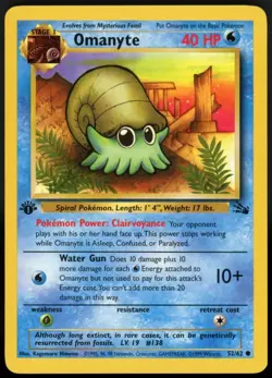 1999 Pokemon TCG Omanyte #52/62 1st Edition Fossil Set WOTC - Image 1