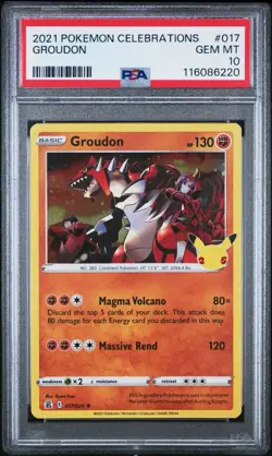 Pokemon TCG 25th anniversary celebrations Groudon 017/025 PSA 10 Low Pop - Image 1