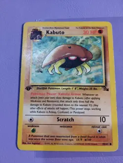 Pokemon Kabuto 30 HP First Edition Fossil Common - Image 1