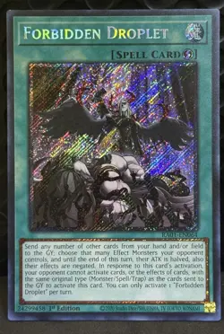 Yugioh! LP Forbidden Droplet - RA01-EN064 - Platinum Secret Rare - 1st Edition - Image 1