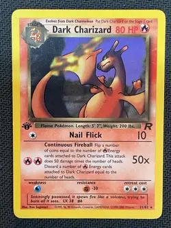Dark Charizard Team Rocket Non Holo Rare 1st Edition Pokemon Card MP - Image 2