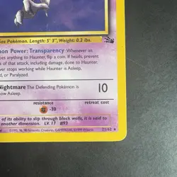 Vintage Pokemon Fossil Haunter Non-holo Rare Card 21/62 Tcg - Image 4