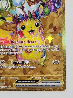 Pokemon Card TCG Sv08: Surging Sparks Pikachu EX Hyper Rare Gold 247/191 M/NM - Image 5