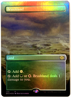 MTG Brushland *BORDERLESS FOIL* The Brothers' War 298 NM - Image 1