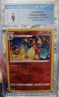 Pokemon TCG Charizard Vivid Voltage Reverse Holo Rare Card 025/185 CGC Blue 9 - Image 1