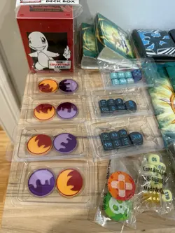 Pokemon TCG Mixed Accessory Lot - Stickers, Energies, Dice, Sleeves Etc - Image 2