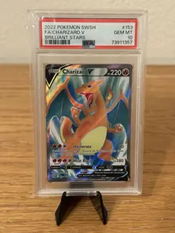 Pokemon 2022 Sword & Shield Brilliant Stars #153 Charizard v Full Art PSA 10 - Image 1