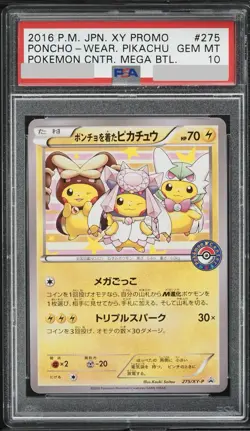 PSA 10 Pikachu Wear Poncho PROMO XY-P 275/XY-P Pokemon Center Mega Battle - Image 1