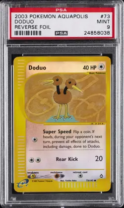 2003 POKEMON AQUAPOLIS #73 DODUO-REVERSE FOIL PSA 9 - Image 1