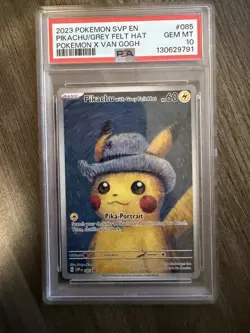 Pokemon TCG Pikachu with Grey Felt Hat 085 Van Gogh Scarlet Violet Promo PSA 10 - Image 1