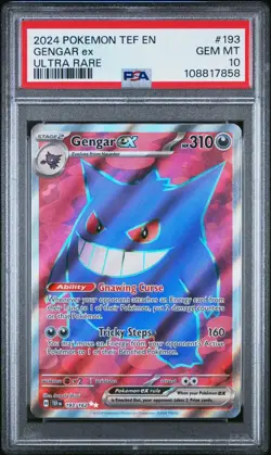 PSA 10 Gengar ex 193/162 Temporal Forces Ultra Rare Full Art Pokemon Card - Image 1